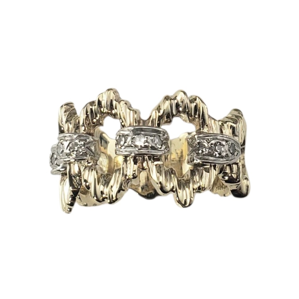10K Yellow and White Gold Diamond Band Ring Size 7.5-7.75 #22219